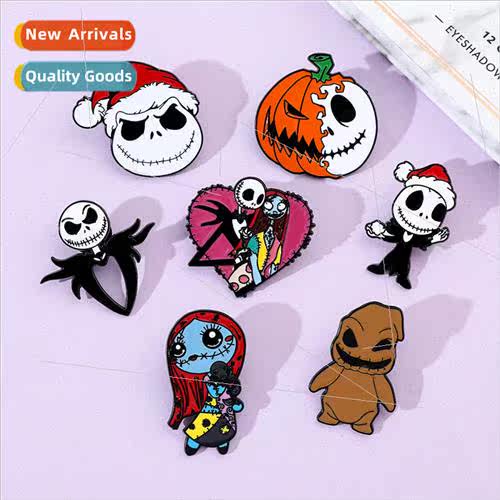 Halloween cartoon horror skeleton pumpkin brooch Christmas E