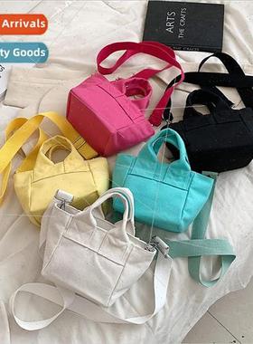 Pure color simple canvas handbag bag female new Korean ladie