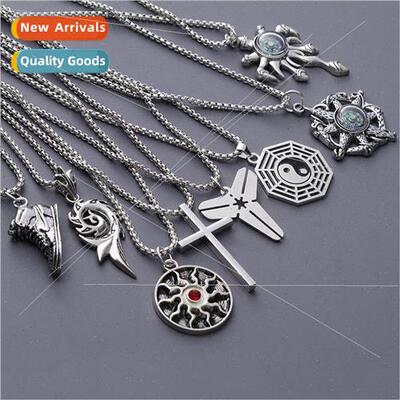 Necklace mens hip hop simple titanium steel taiji yin and ya
