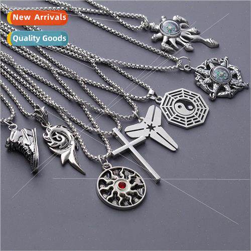 Necklace mens hip hop simple titanium steel taiji yin and ya