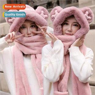Korean parent-child cute Mickey ears hat scarf gloves 3 sets