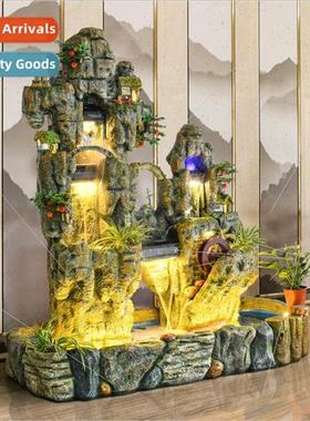 Large floor rockery water fountain feng shui wheel fish pond