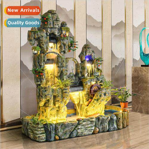 Large floor rockery water fountain feng shui wheel fish pond
