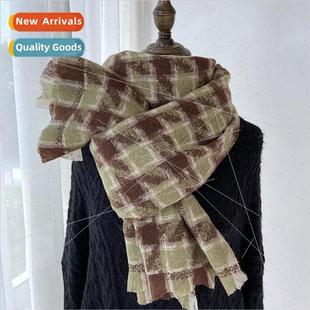 Korean female thousand the new 2023 winter scarf Plaid