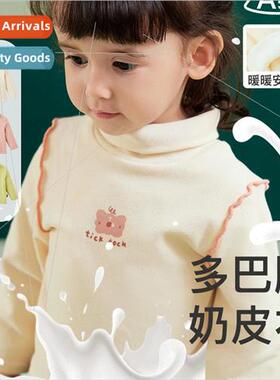 2023 winter new childrens T-shirt female baby half-high neck