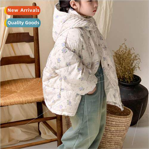 Childrens jacket 2023 girls Korean  of the hooded down jacke