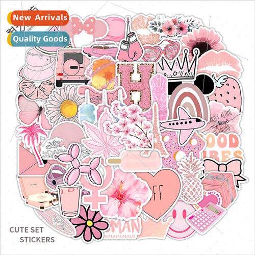 50 new pink ins small fresh stickers cell phone case luggage