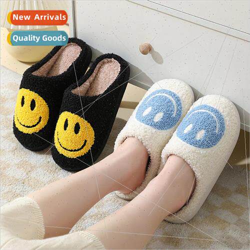 Smiley Korea fall and winter hairy couple cotton slippers fe