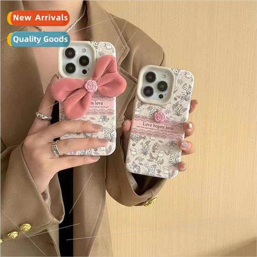 Korean girl flowers 15ProMax velvet bow iPhone13 适用 Apple