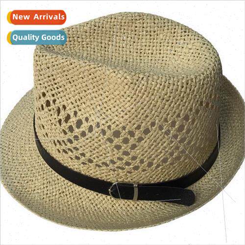 ins leather buckle paper straw woven small jazz straw hat me