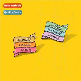 Title Word Brooch English Badge Dialog Metal Cowboy Colorful