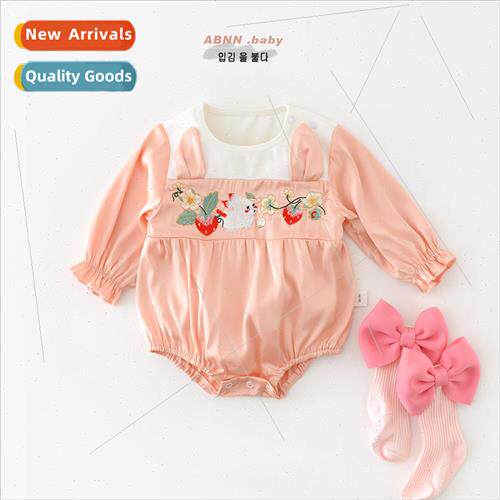 Newborn baby spring new onesie female baby cartoon embroider