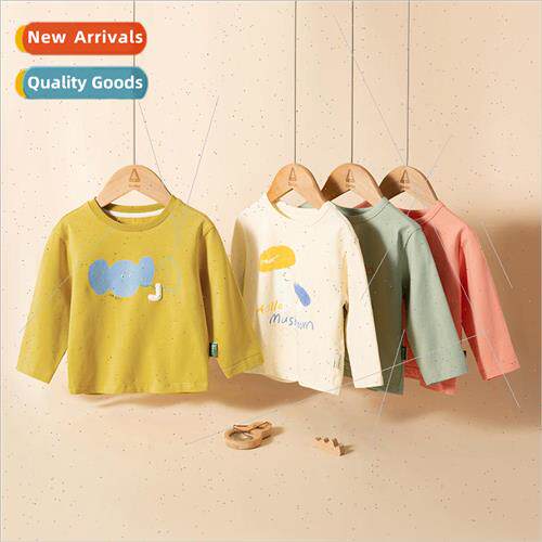 2024 Spring new children solid color printing long-sleeved T