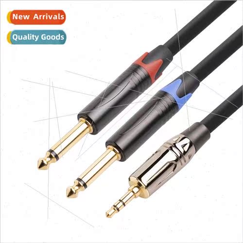 New metal shell gold-plated head 3.5 male to dual 6.35 male