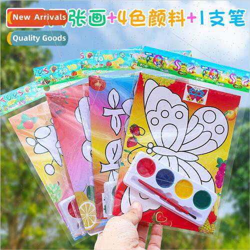 Children coloring DIY pigment watercolor dip gouache colorin