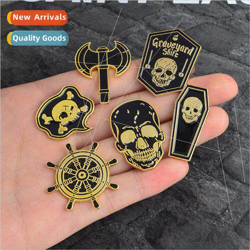 Punk Vintage Brooch Skull Pirate Nautical Compass Hatchet Co