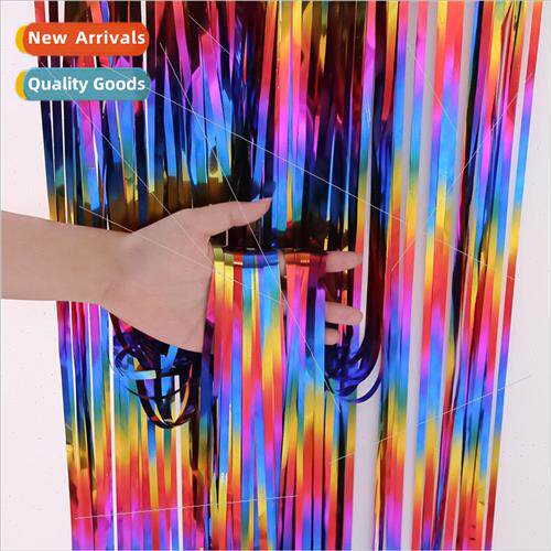 New colorful rain curtain laser tassel color stripes pull fl