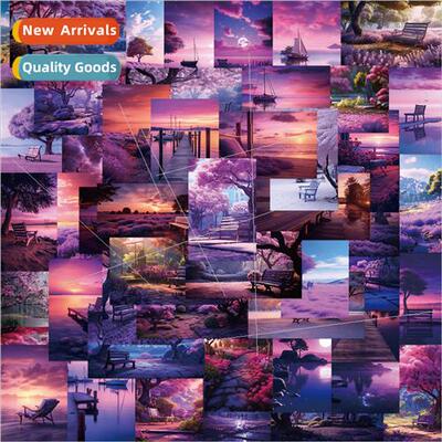 50pcs purple serene atmosphere graffiti stickers guitar lapt