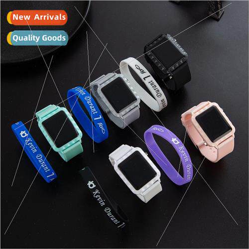 LED button candy color square with bracelet watch large scre
