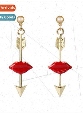 2019 new jewelry fashion sexy red lips earrings long persona