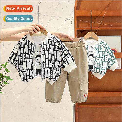 2023 childrens spring and fall jacket cartoon boys three-pie