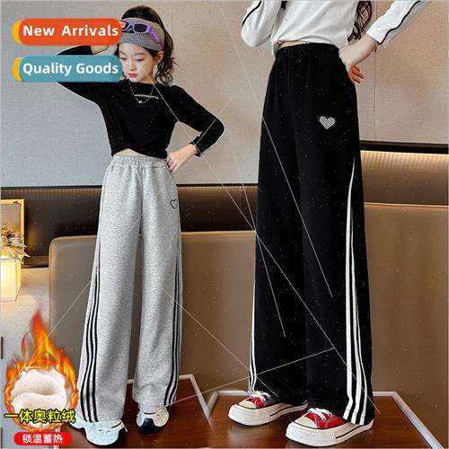 Girls big boy sports wide-legged pants 2023 winter new padde