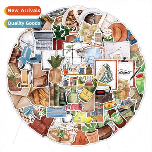 50 watercolor retro small objects graffiti stickers computer