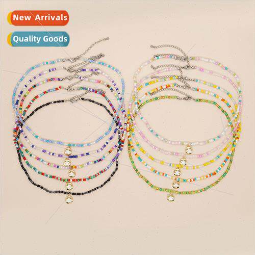 Christmas gift bohemian  necklace colorful rice beads pentag