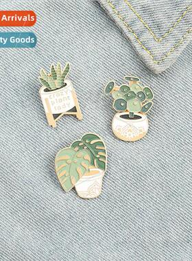 Cartoon creative succulent potted plant brooch jewelry perso