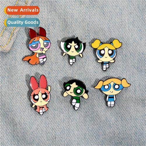 Cartoon Anime Powerpuff Girls Alloy Brooch Cartoon Policewom