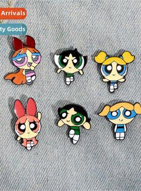 Cartoon Anime Powerpuff Girls Alloy Brooch Cartoon Policewom