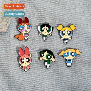 Cartoon Anime Powerpuff Girls Alloy Brooch Cartoon Policewom