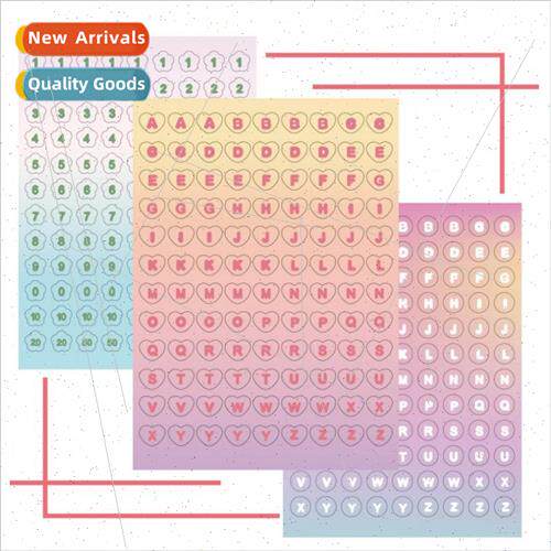 Gradient love paragraph numbers letters stickers cute small