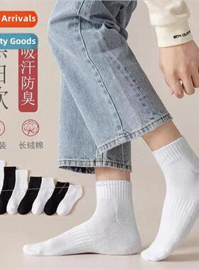 Black socks women with leather shoes white mid-calf spring a