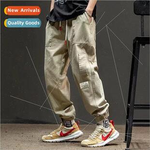 Work pants mens fall new Japanese khaki nd embroidered label