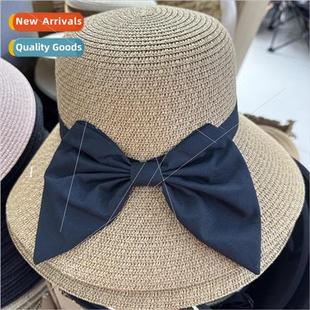 hat small tie sun Bow sunscreen vacation straw beach
