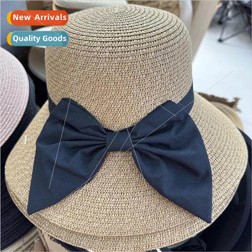 Bow tie straw hat vacation beach hat sunscreen sun hat small