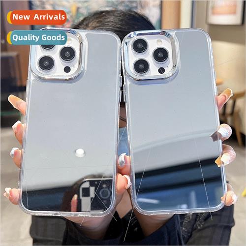 Simple solid color plating make-up mirror IPhone13/14ProMax