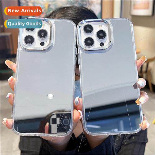 Simple solid color plating make-up mirror IPhone13/14ProMax