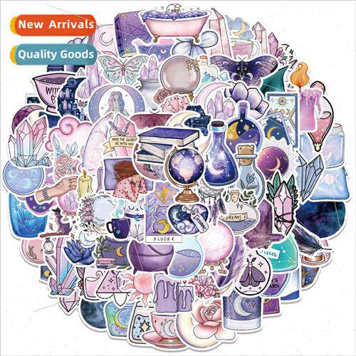 100 Purple Magic Moon Doodle Stickers Decorative ggage Noteb
