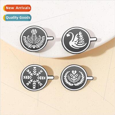 French  coffee cup series brooch coffee surface metal alloy