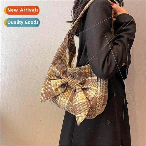 2022 new ins tweed large-capacity plaid shoulder bag female