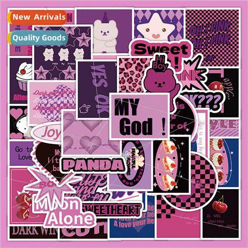 60 pink and purple English series stickers advanced ins retr