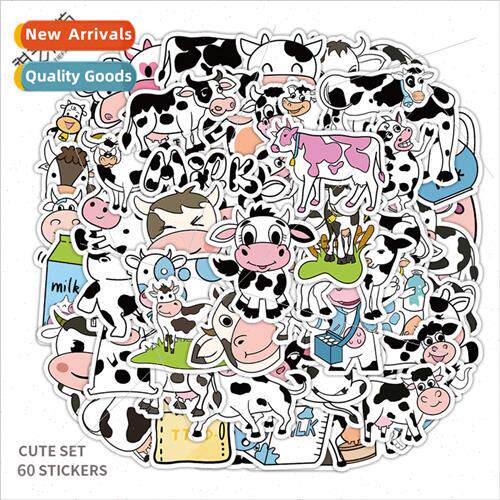 60 new strawberry cow creative stickers decorative phone cas