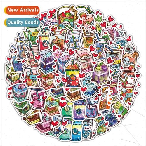 60 Valentines Day milk tea cup girl heart cartoon graffiti s