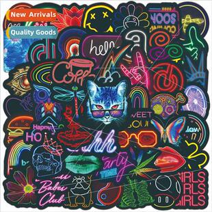 colorful cat head stickers personalized graffiti bik neon