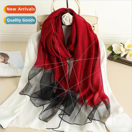 2023 new scarf female thin section solid color shawl neck go