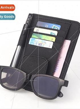 Auto supplies leather grain car visor ticket file glasses cl