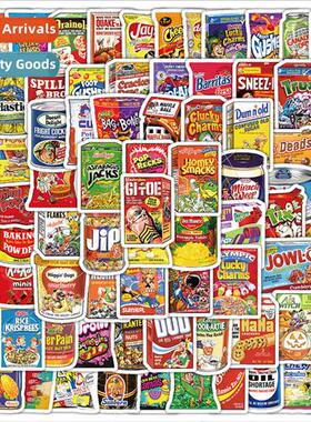 100 Snack Pack Stickers Cute Retro Potato Chips Cookie Packa