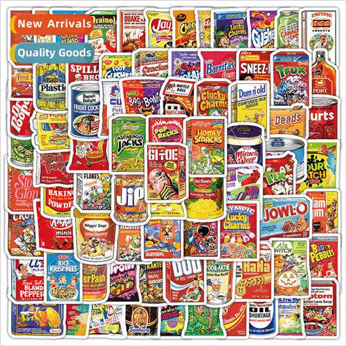 100 Snack Pack Stickers Cute Retro Potato Chips Cookie Packa